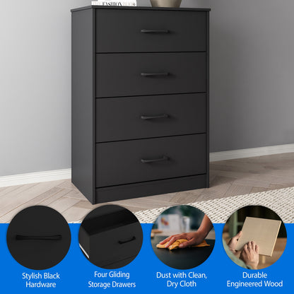 Mainstays Ardent 4-Drawer Dresser, Black — reference 3