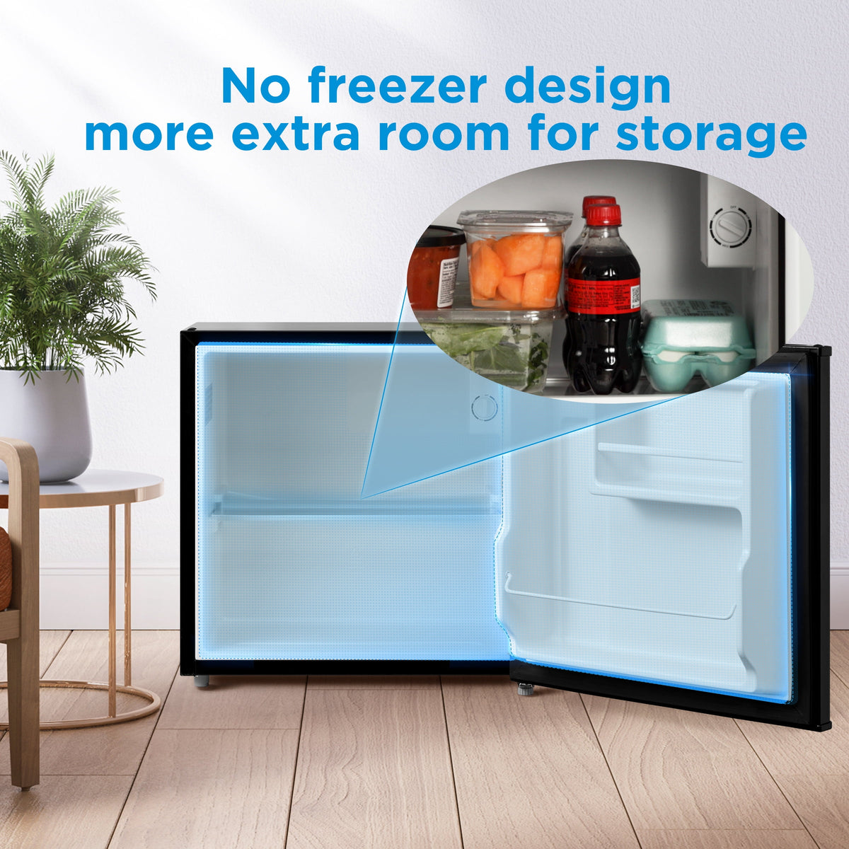 Mainstays 1.7 cu ft Compact Mini Refrigerator, Freezerless Single Door Fridge, Black, for Dorm, Bedroom or Office — reference 4