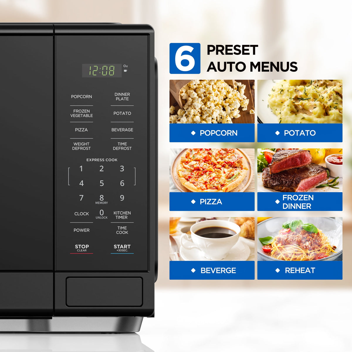 Mainstays Countertop Microwave Oven, Automatic Defrost, 1000W, 1.1 cu ft, Black — reference 2