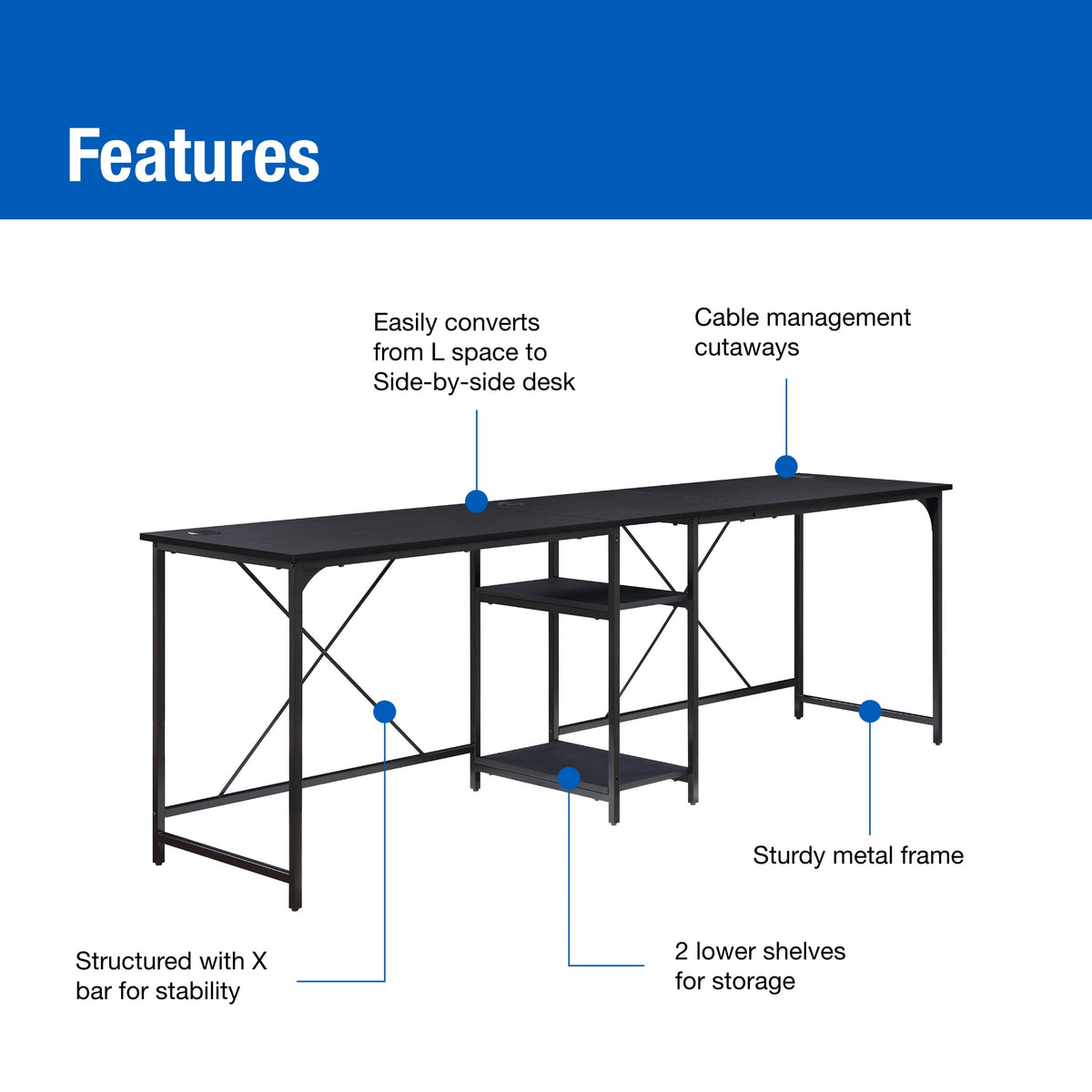 Mainstays L-Shape Two-Way Convertible Desk — reference 3