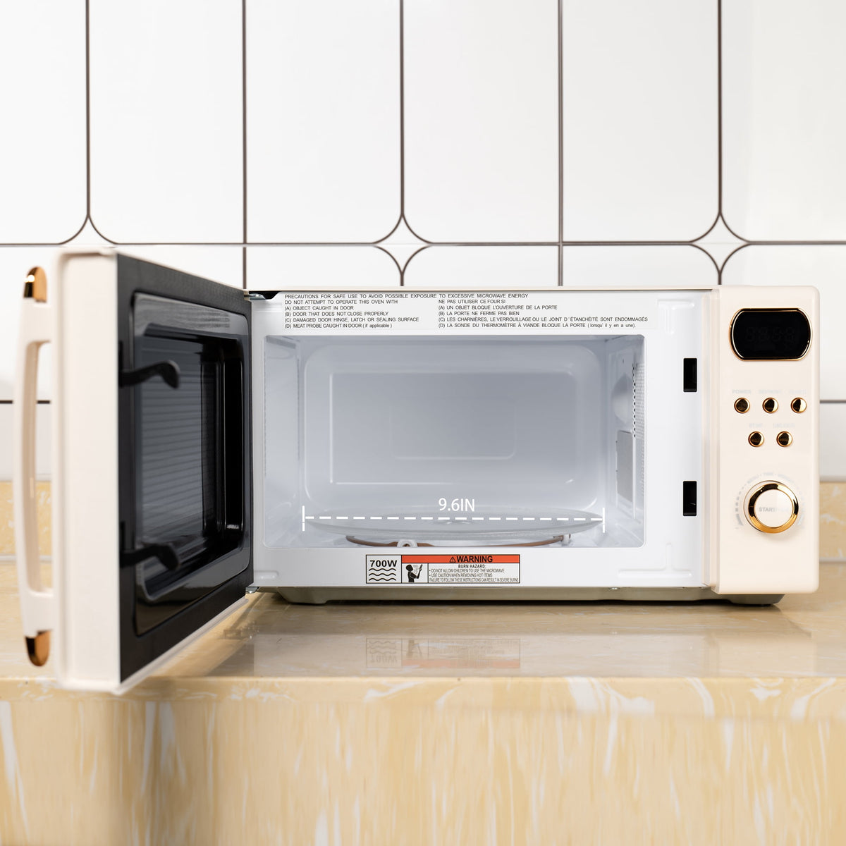 Mainstays Retro Countertop Microwave Oven, 0.7 cu ft, 700W, Vanilla Dream — reference 3