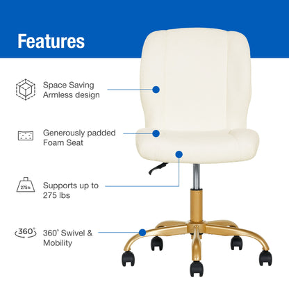 Mainstays Bouclé Armless Office Chair for Adults and Teens, Cream — reference 2