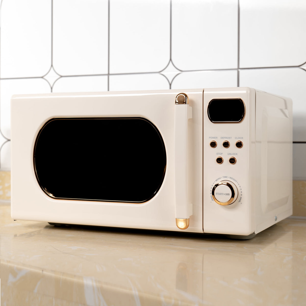 Mainstays Retro Countertop Microwave Oven, 0.7 cu ft, 700W, Vanilla Dream — reference 2