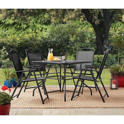 Albany Lane 5-Piece Steel Outdoor Patio Dining Set with Umbrella Hole, Black