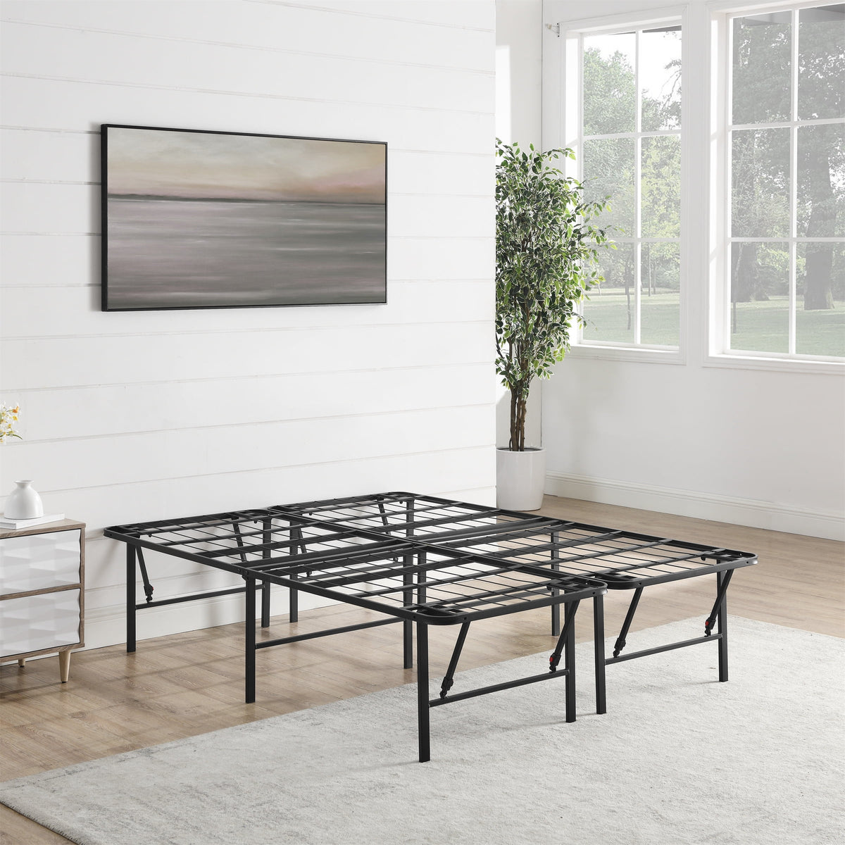 Mainstays Full 18" High Profile Foldable Steel Platform Bed Frame, Black
