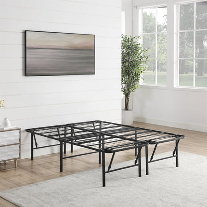 Mainstays Full 18" High Profile Foldable Steel Platform Bed Frame, Black
