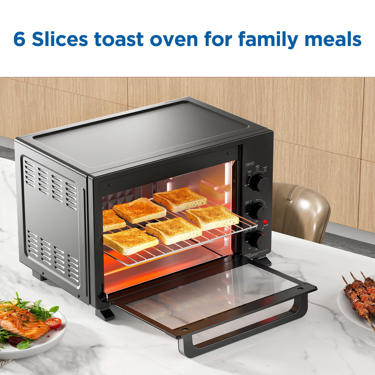 Mainstays XL Toaster Oven, 34QT, 6-Slice, Black, 1500W — reference 5