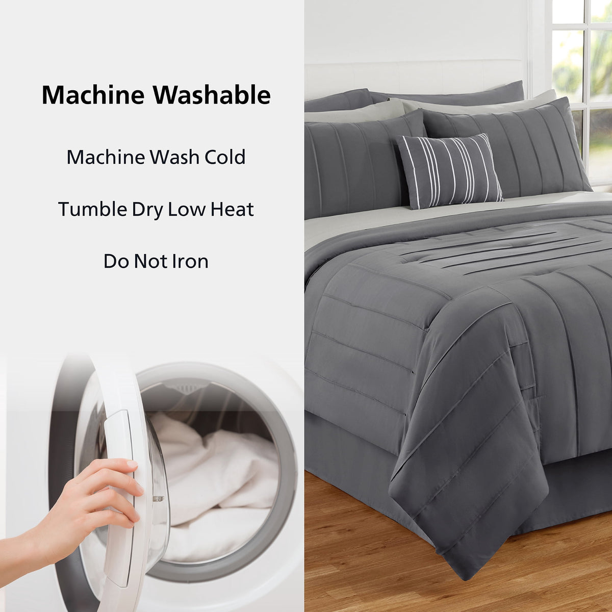 Mainstays Texture 11-Piece Reversible Bed-in-a-Bag Set, King, Dark Grey — reference 5