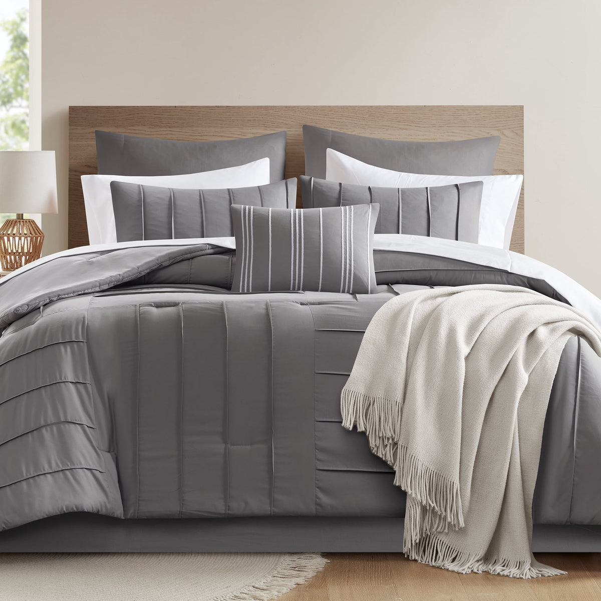 Mainstays Texture 11-Piece Reversible Bed-in-a-Bag Set, King, Dark Grey — reference 4