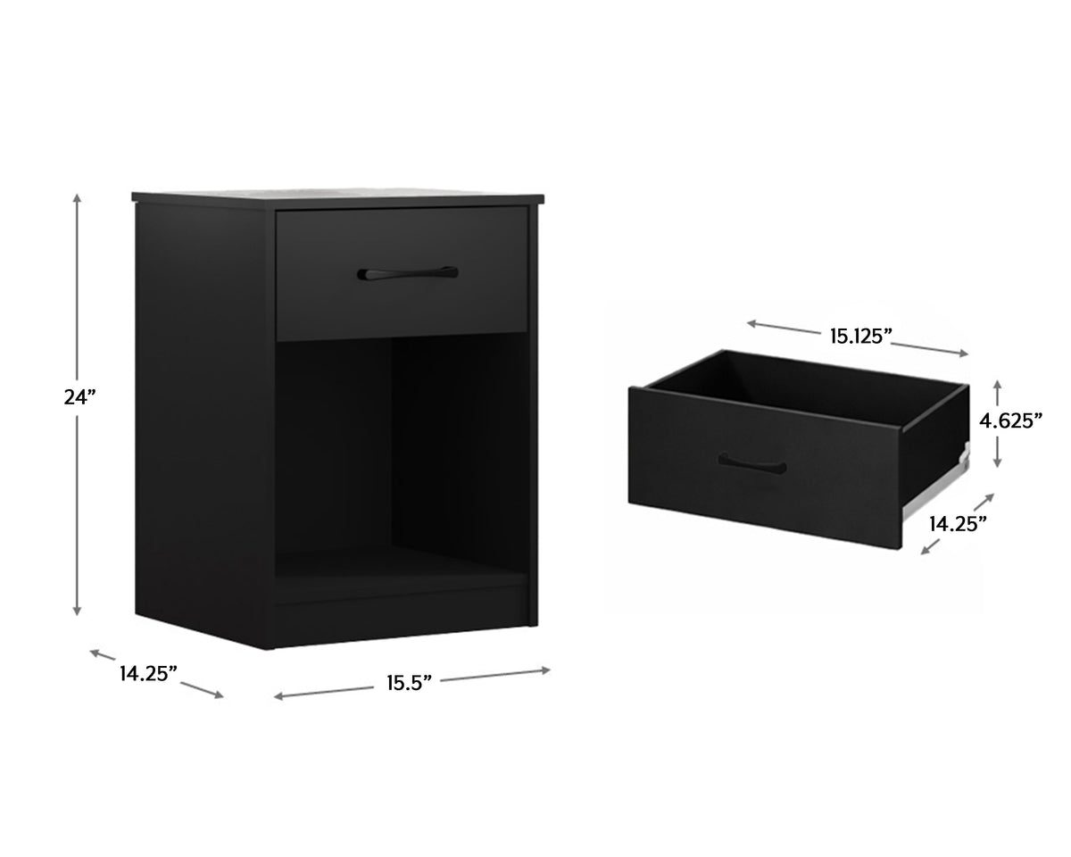 Mainstays Ardent 1-Drawer Nightstand, Black — reference 2